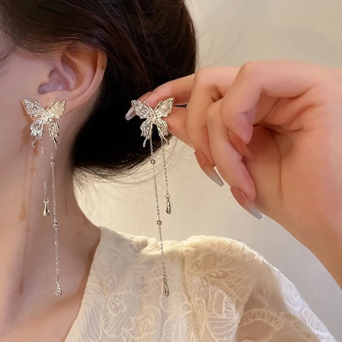 Wholesale Jewelry Lady Bow Knot Alloy Tassel Plating Drop Earrings