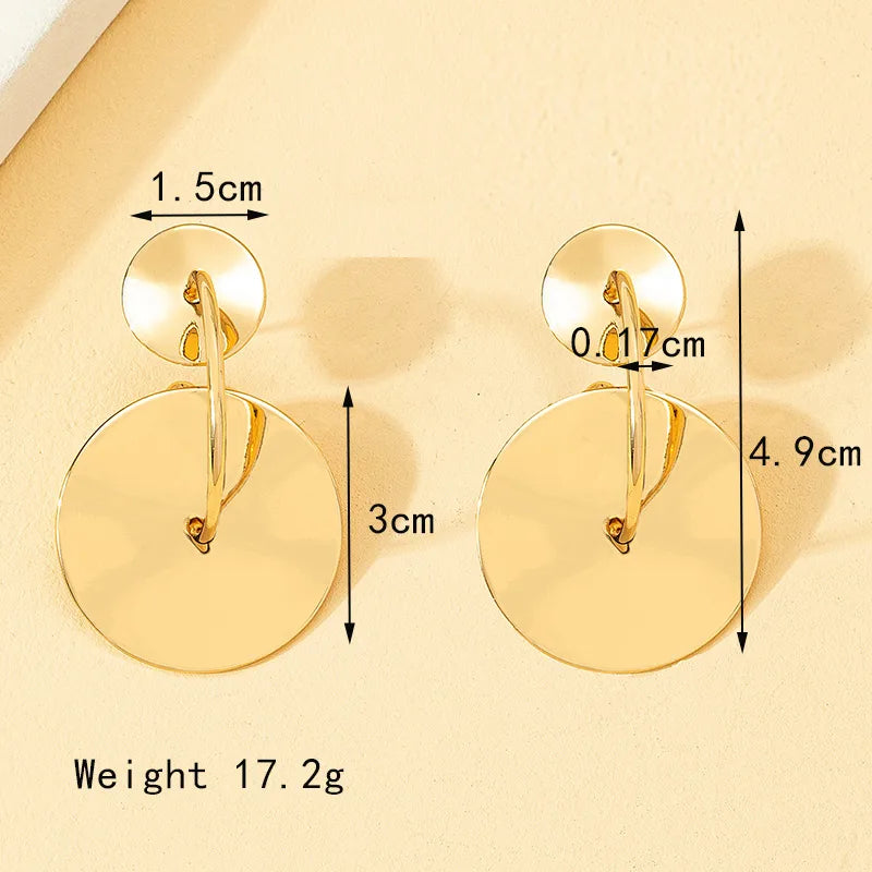 Wholesale Jewelry Lady Commute Geometric Alloy 14k Gold Plated Plating Drop Earrings