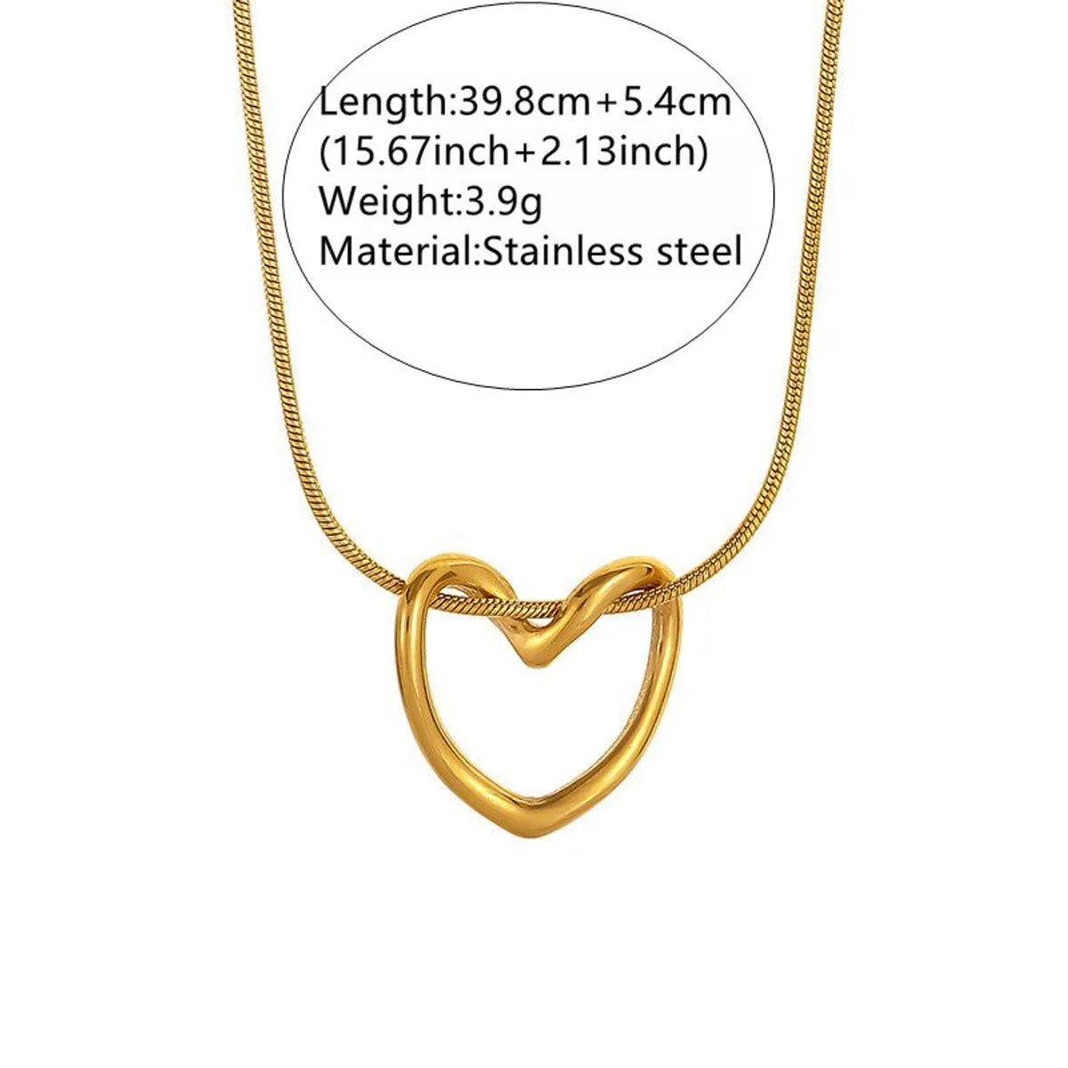 Wholesale Jewelry Lady French Style Artistic Heart Shape 304 Stainless Steel 18K Gold Plated Plating Pendant Necklace