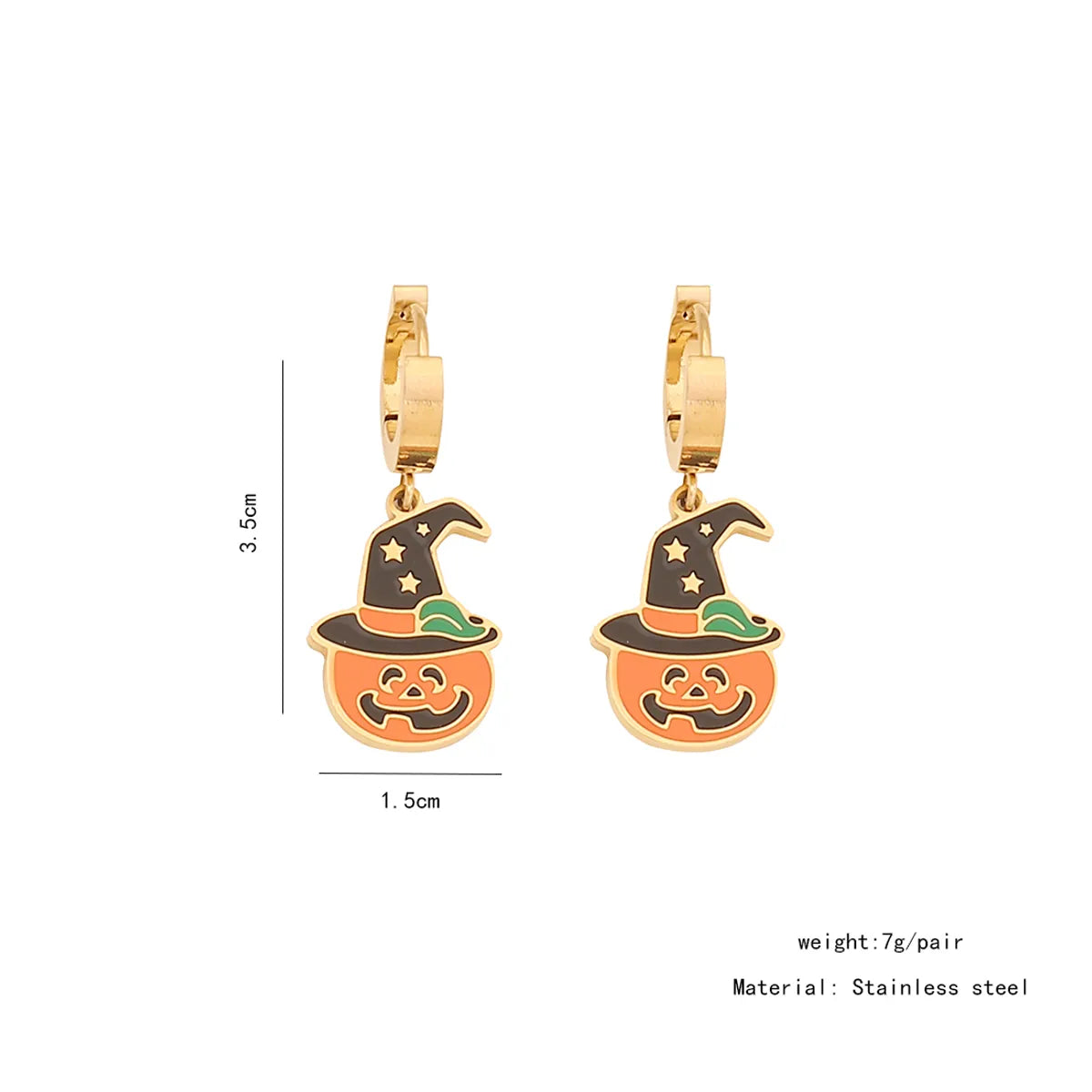 Wholesale Jewelry Lady Funny Pumpkin Skull 304 Stainless Steel 18K Gold Plated Plating Jewelry Set