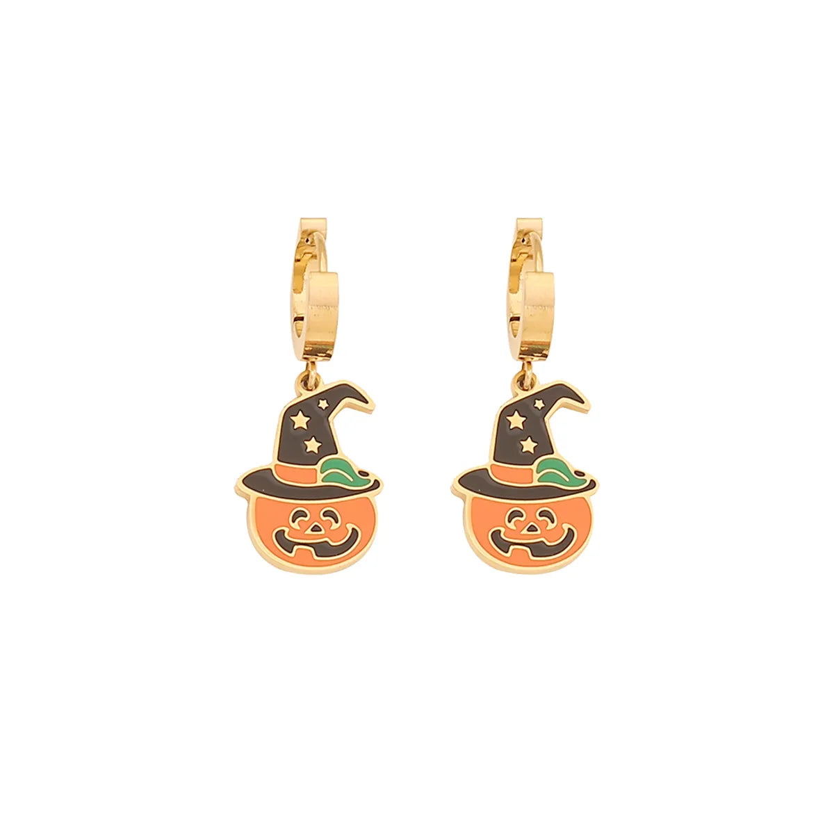 Wholesale Jewelry Lady Funny Pumpkin Skull 304 Stainless Steel 18K Gold Plated Plating Jewelry Set