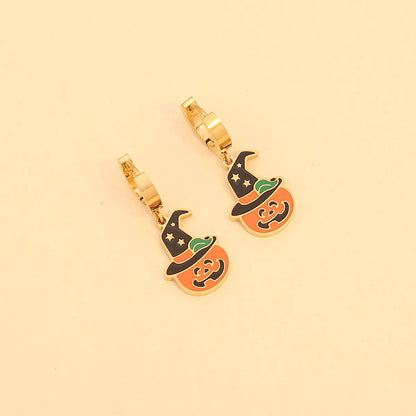 Wholesale Jewelry Lady Funny Pumpkin Skull 304 Stainless Steel 18K Gold Plated Plating Jewelry Set