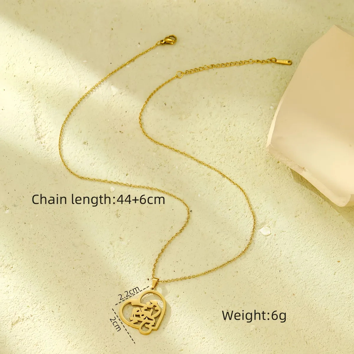 Wholesale Jewelry Lady Geometric Moon Heart Shape Titanium Steel Plating Pendant Necklace