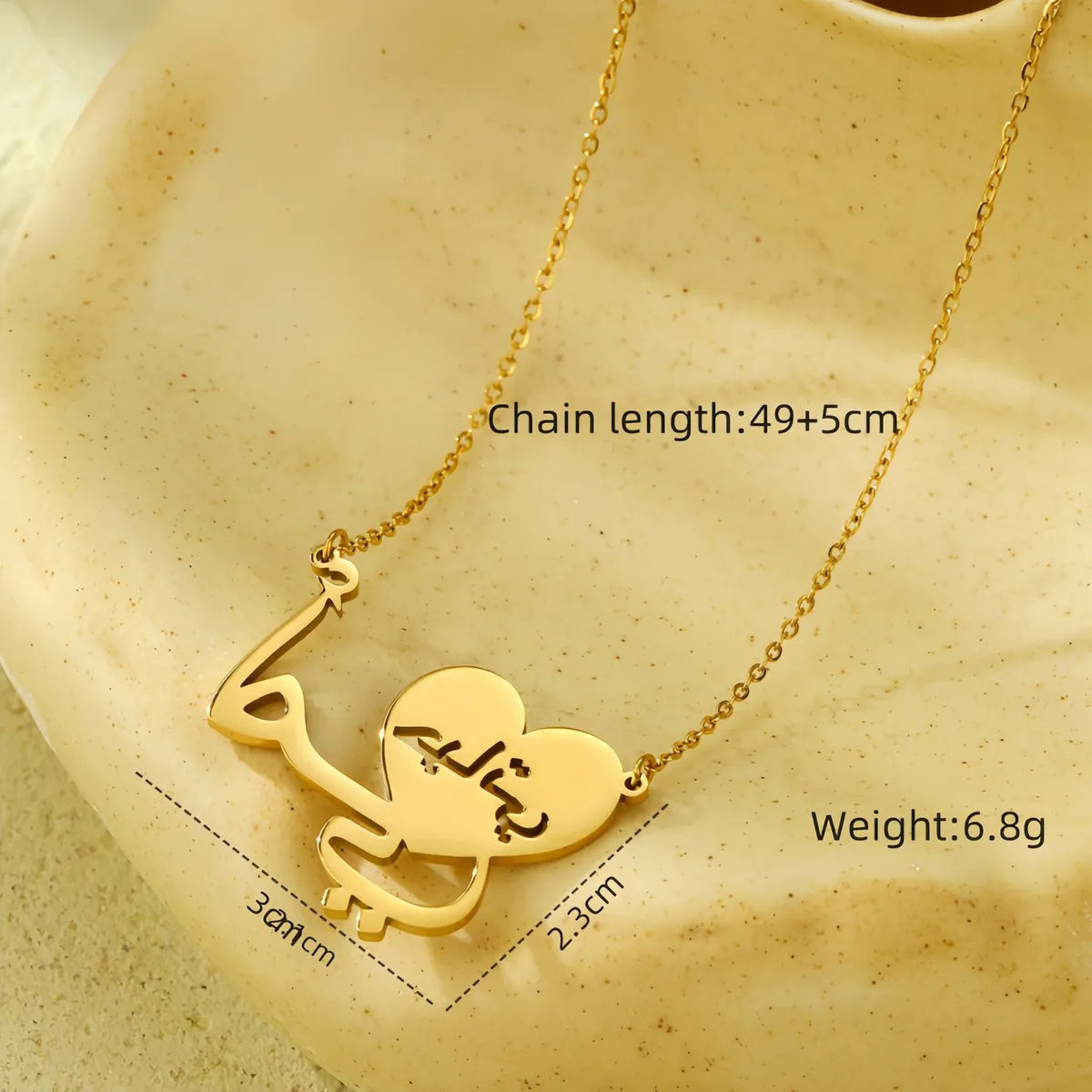 Wholesale Jewelry Lady Geometric Moon Heart Shape Titanium Steel Plating Pendant Necklace