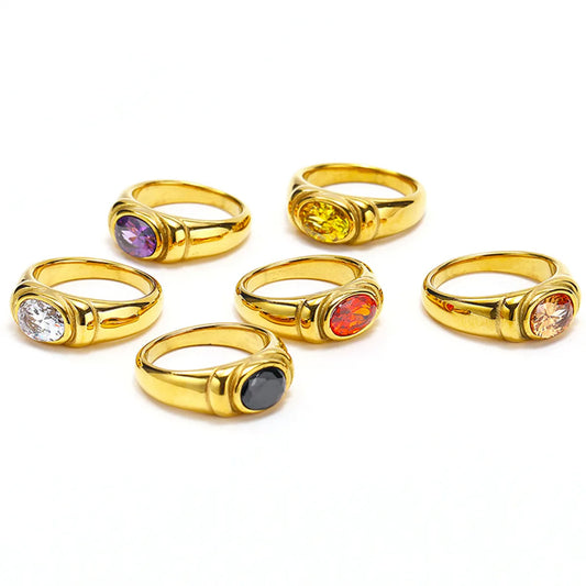 Wholesale Jewelry Lady Geometric Titanium Steel Zircon Inlay Rings