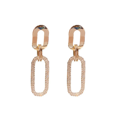 1 Pair Lady Glittery Plating Inlay Alloy Copper Alloy Rhinestones Gold Plated Drop Earrings