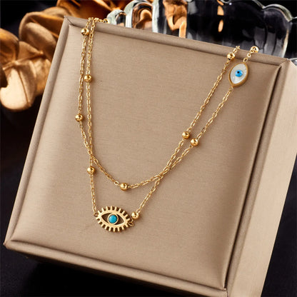 Wholesale Jewelry Lady Heart Shape Eye Titanium Steel Plating Necklace