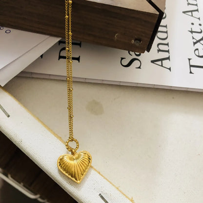 Wholesale Jewelry Lady Heart Shape Titanium Steel 18K Gold Plated Pendant Necklace