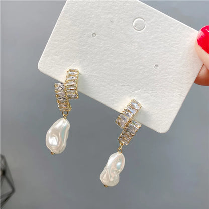 Wholesale Jewelry Lady Irregular Alloy Artificial Diamond Inlay Drop Earrings