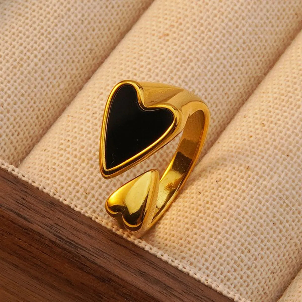 Wholesale Jewelry Lady Modern Style Classic Style Heart Shape 304 Stainless Steel Acrylic Shell 18K Gold Plated Plating Inlay Open Rings