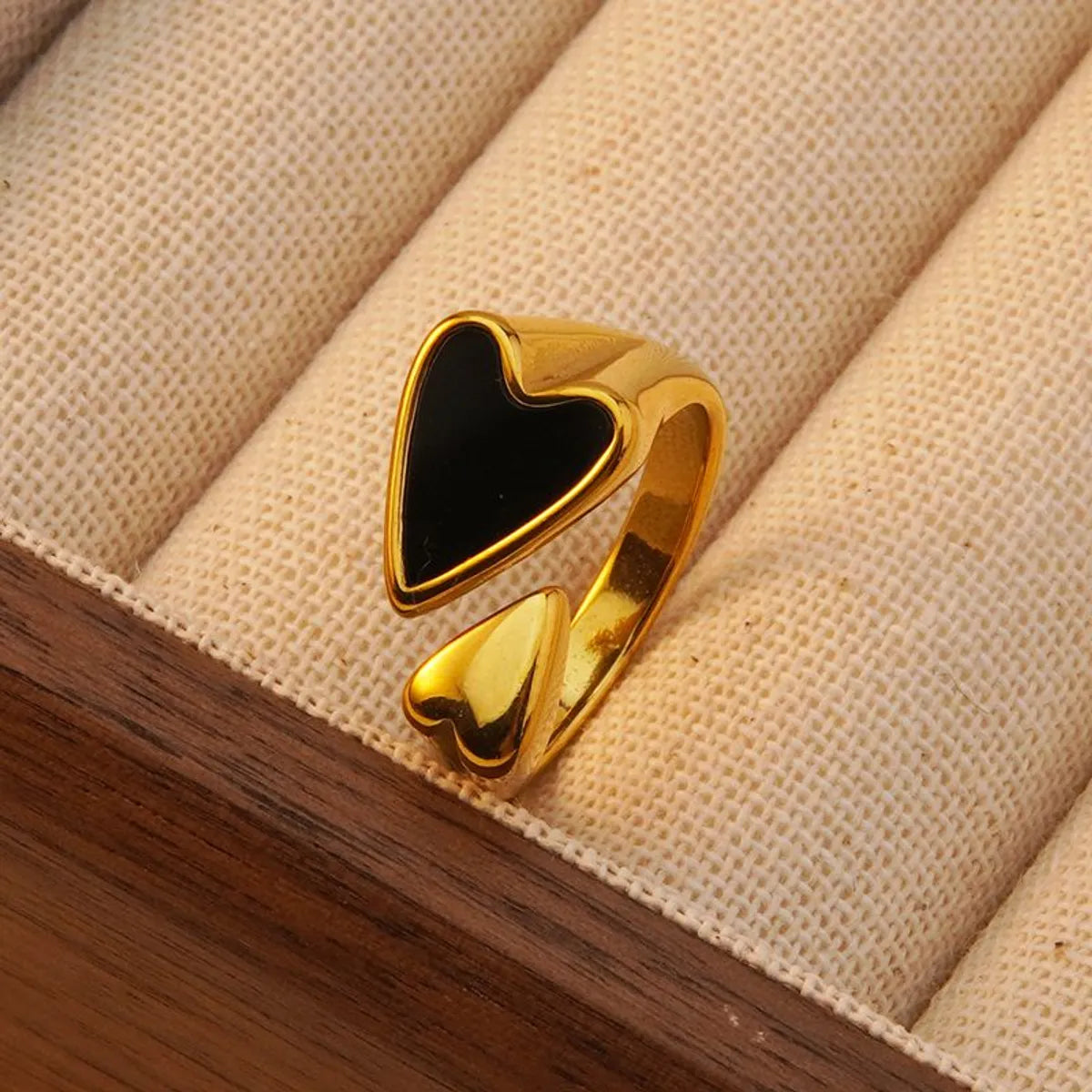 Wholesale Jewelry Lady Modern Style Classic Style Heart Shape 304 Stainless Steel Acrylic Shell 18K Gold Plated Plating Inlay Open Rings