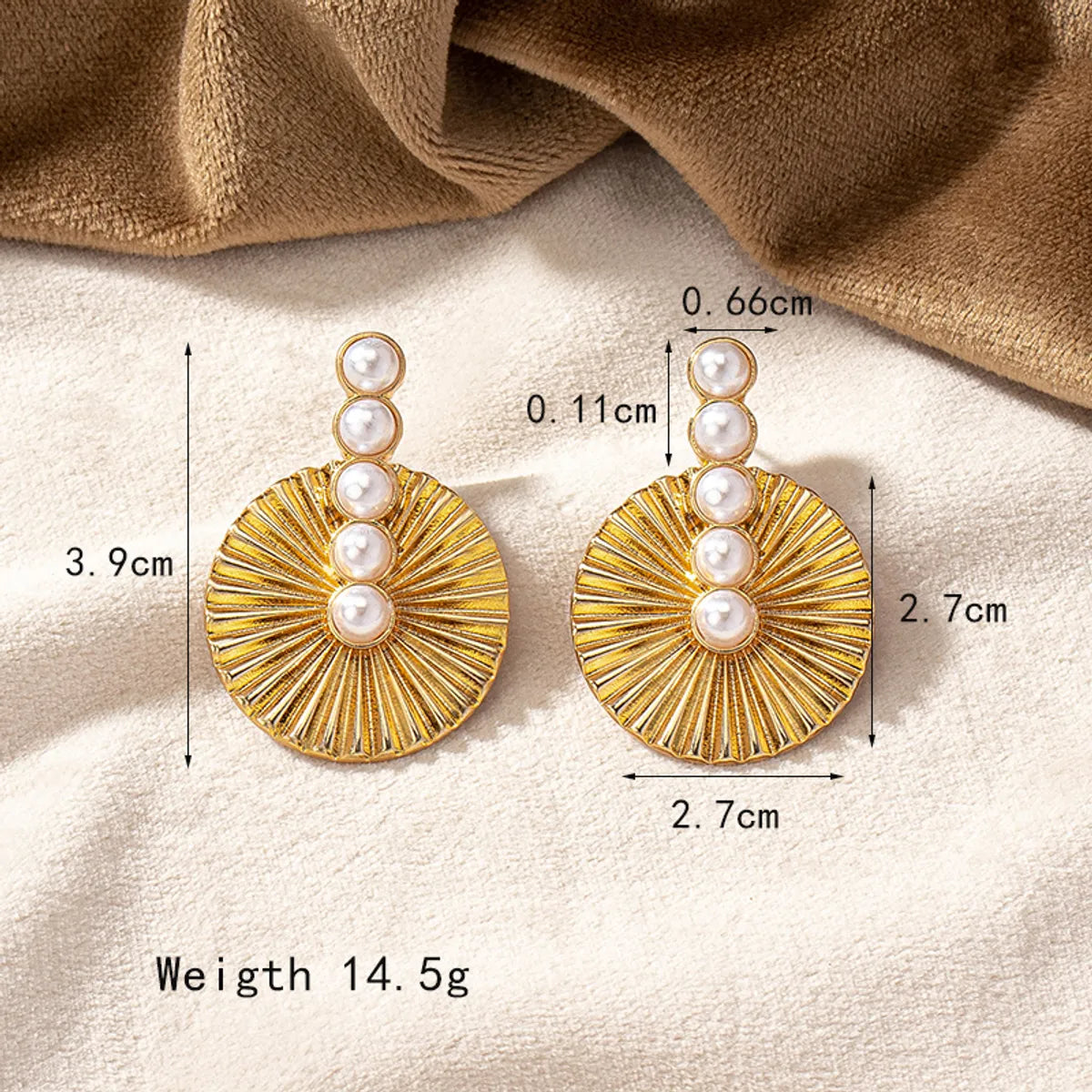 1 Pair Lady Round Plating Inlay Alloy Artificial Pearls 14k Gold Plated Ear Studs