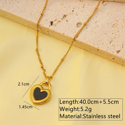 Wholesale Jewelry Lady Simple Style Classic Style Heart Shape 304 Stainless Steel 18K Gold Plated Plating Pendant Necklace