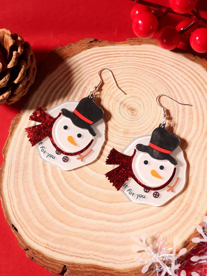 1 Pair Lady Snowman Resin Drop Earrings