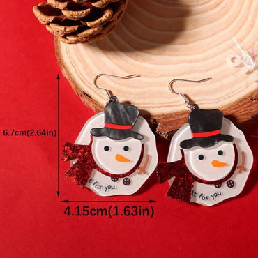 1 Pair Lady Snowman Resin Drop Earrings