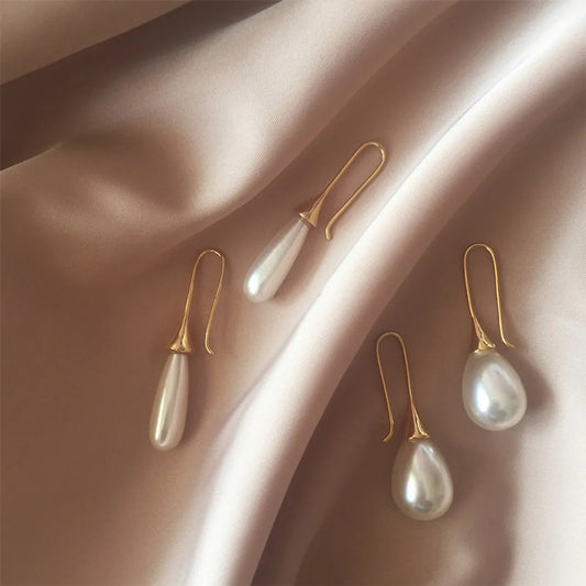 Wholesale Jewelry Lady Water Droplets Alloy Artificial Pearls Plating Inlay Ear Hook