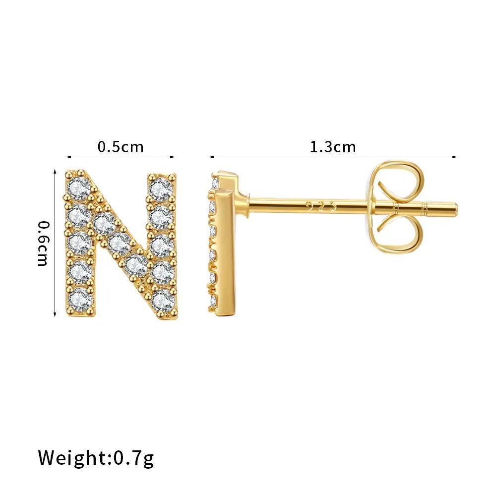 Wholesale Jewelry Letter Copper Inlaid Zircon Stud Earrings Nihaojewelry