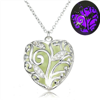 Wholesale Jewelry Luminous Heart-shaped Tree Of Life Pendant Necklace Gooddiy