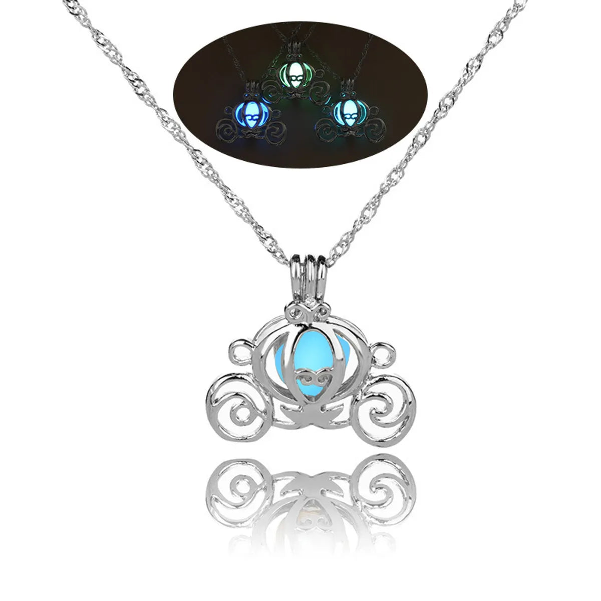 Wholesale Jewelry Luminous Hollow Pumpkin Car Pendant Necklace Nihaojewelry