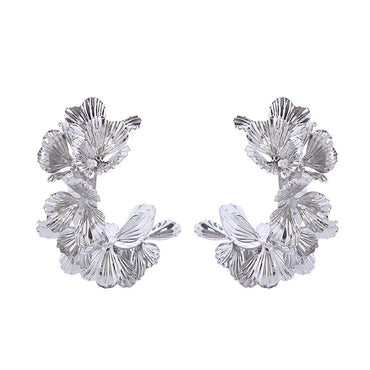 Wholesale Jewelry Luxurious Petal Alloy Gold Plated Silver Plated Plating Ear Studs