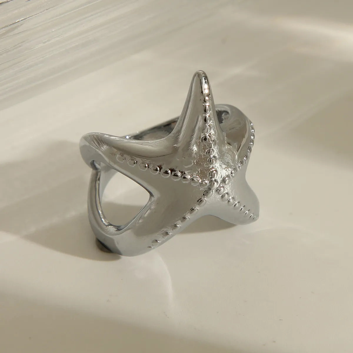 Wholesale Jewelry Marine Style Beach Commute Starfish Solid Color 304 Stainless Steel 18K Gold Plated Rings