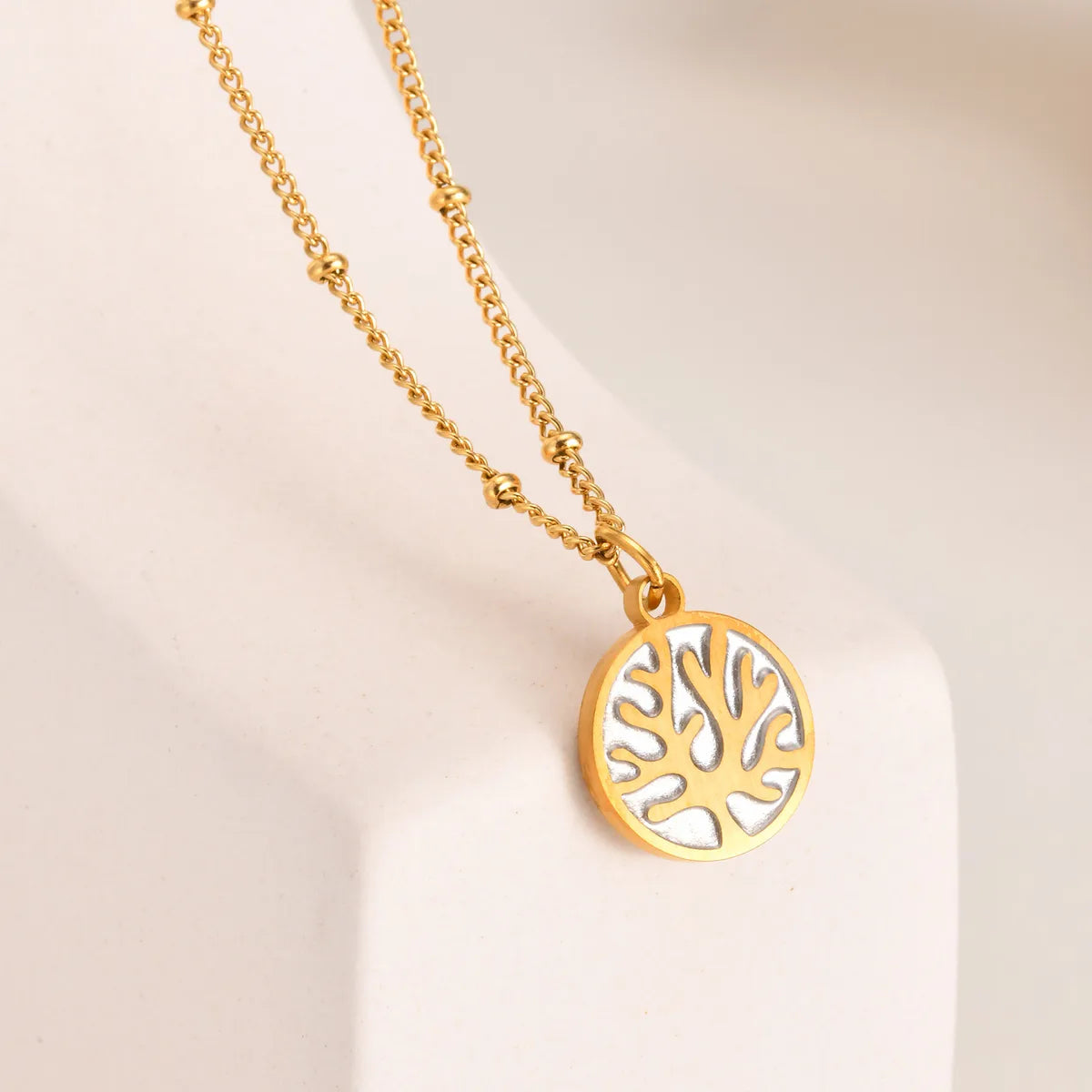 Wholesale Jewelry Marine Style Coral 201 Stainless Steel 18K Gold Plated Pendant Necklace