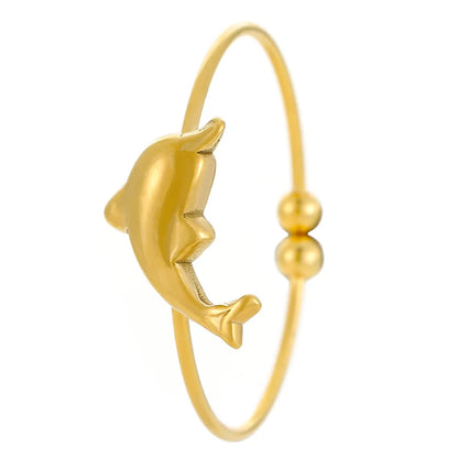 Wholesale Jewelry Marine Style Simple Style Starfish Dolphin Shell 304 Stainless Steel 18K Gold Plated Foot Ring