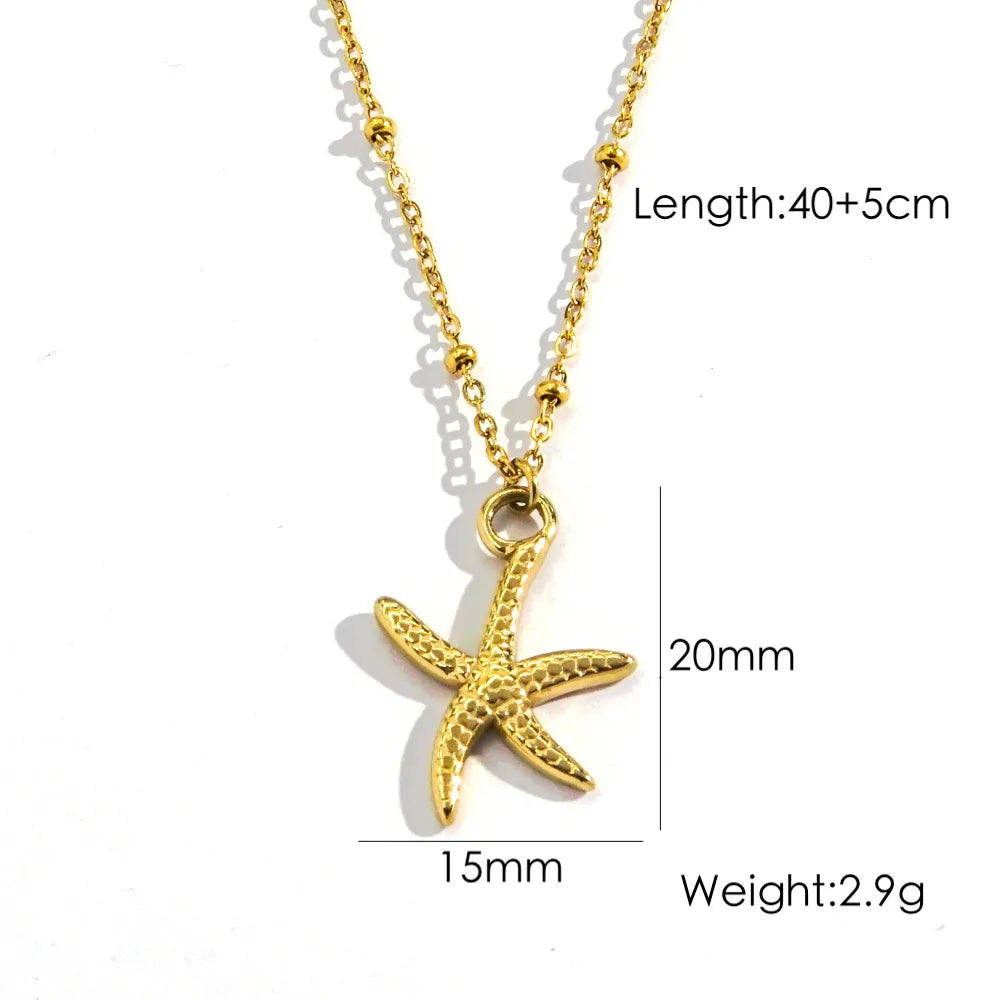 Wholesale Jewelry Marine Style Starfish Conch Dolphin 304 Stainless Steel Natural Stone Titanium Steel Natural Stone Inlay Jewelry Set