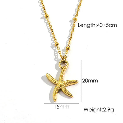 Wholesale Jewelry Marine Style Starfish Conch Dolphin 304 Stainless Steel Natural Stone Titanium Steel Natural Stone Inlay Jewelry Set