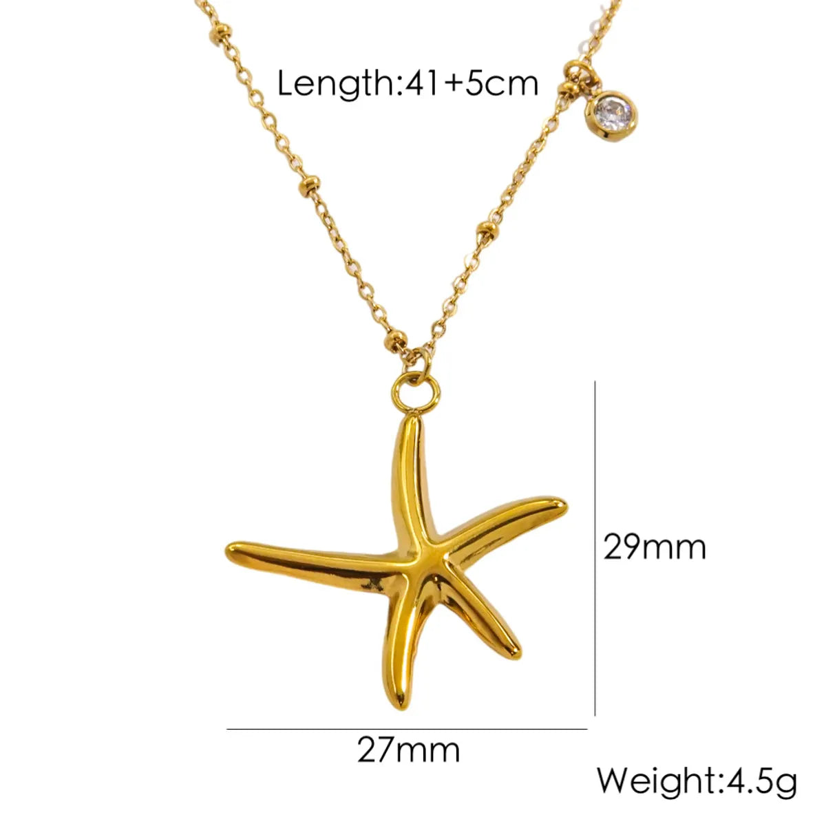 Wholesale Jewelry Marine Style Starfish Conch Dolphin Titanium Steel Inlaid Gemstone Pendant Necklace