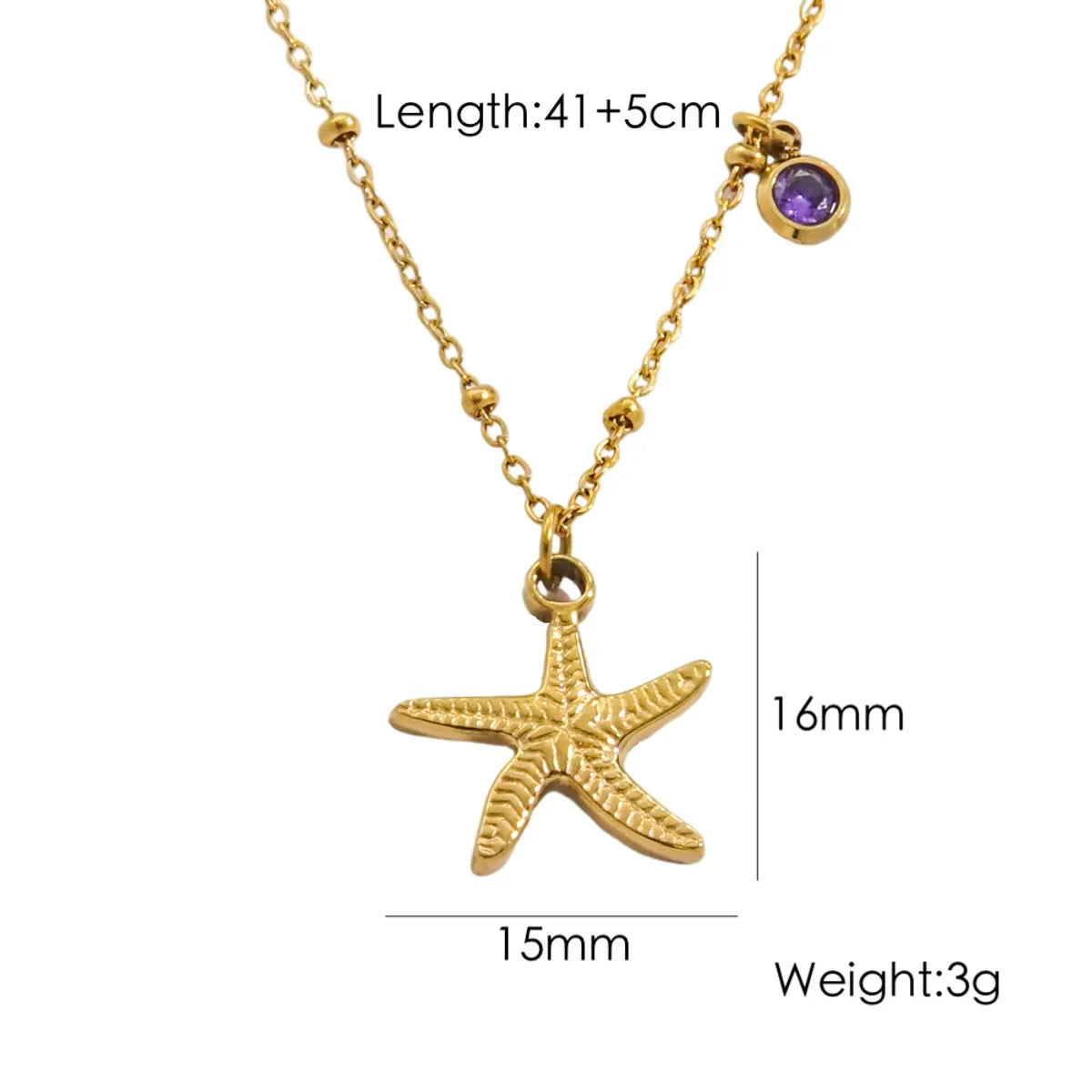 Wholesale Jewelry Marine Style Starfish Conch Dolphin Titanium Steel Inlaid Gemstone Pendant Necklace