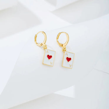 Wholesale Jewelry Metal Heart Dripping Playing Card Earrings Gooddiy