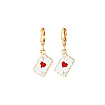 Wholesale Jewelry Metal Heart Dripping Playing Card Earrings Gooddiy