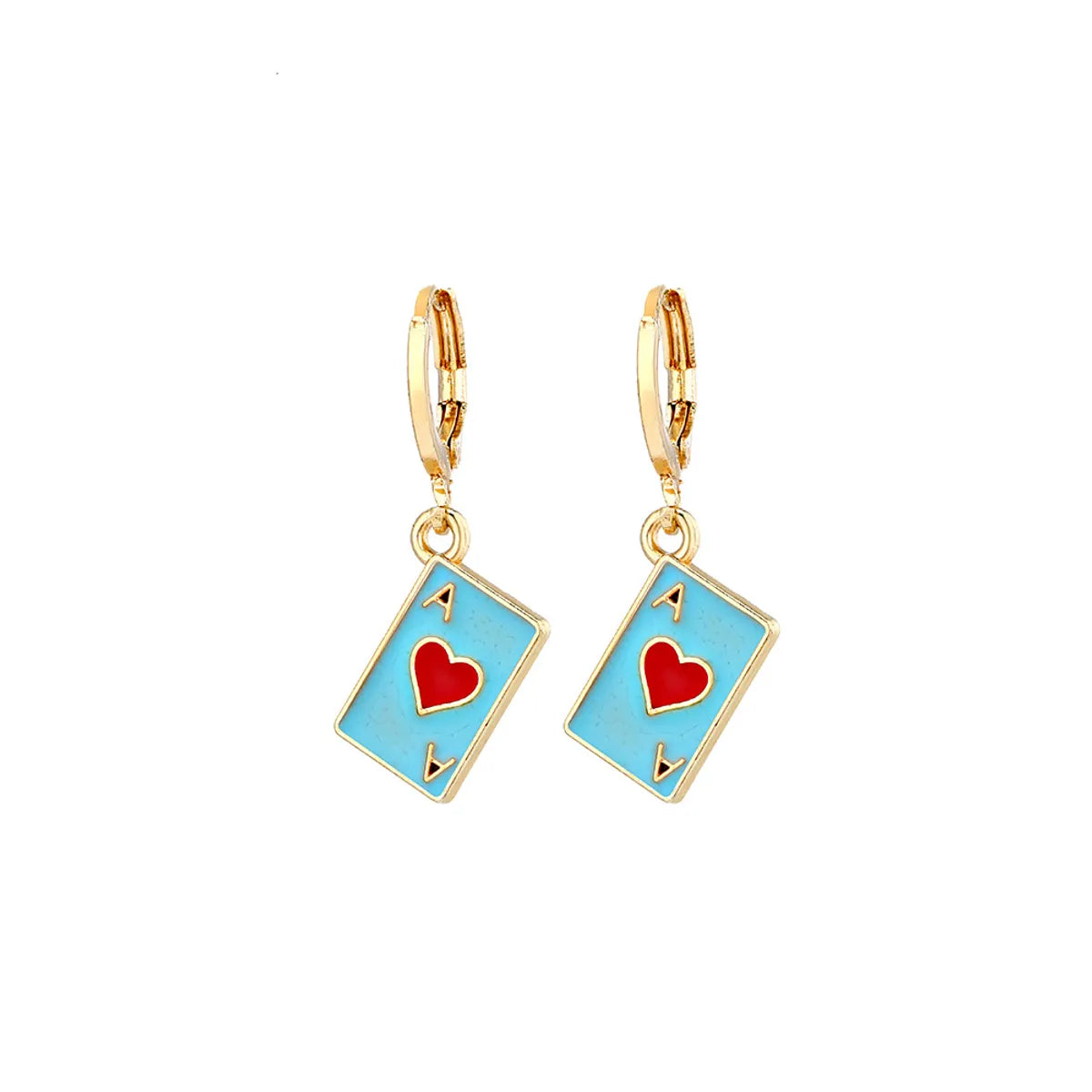 Wholesale Jewelry Metal Heart Dripping Playing Card Earrings Gooddiy