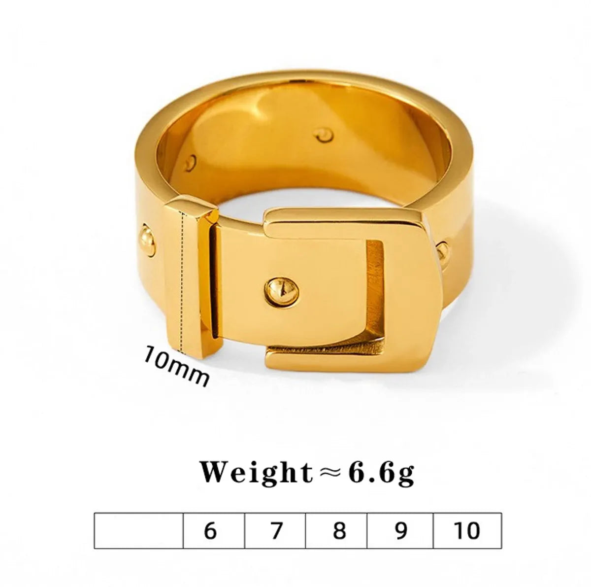 Wholesale Jewelry Modern Style Artistic Belt Buckle Solid Color 304 Stainless Steel 16K Gold Plated White Gold Plated Gold Plated Plating Rings