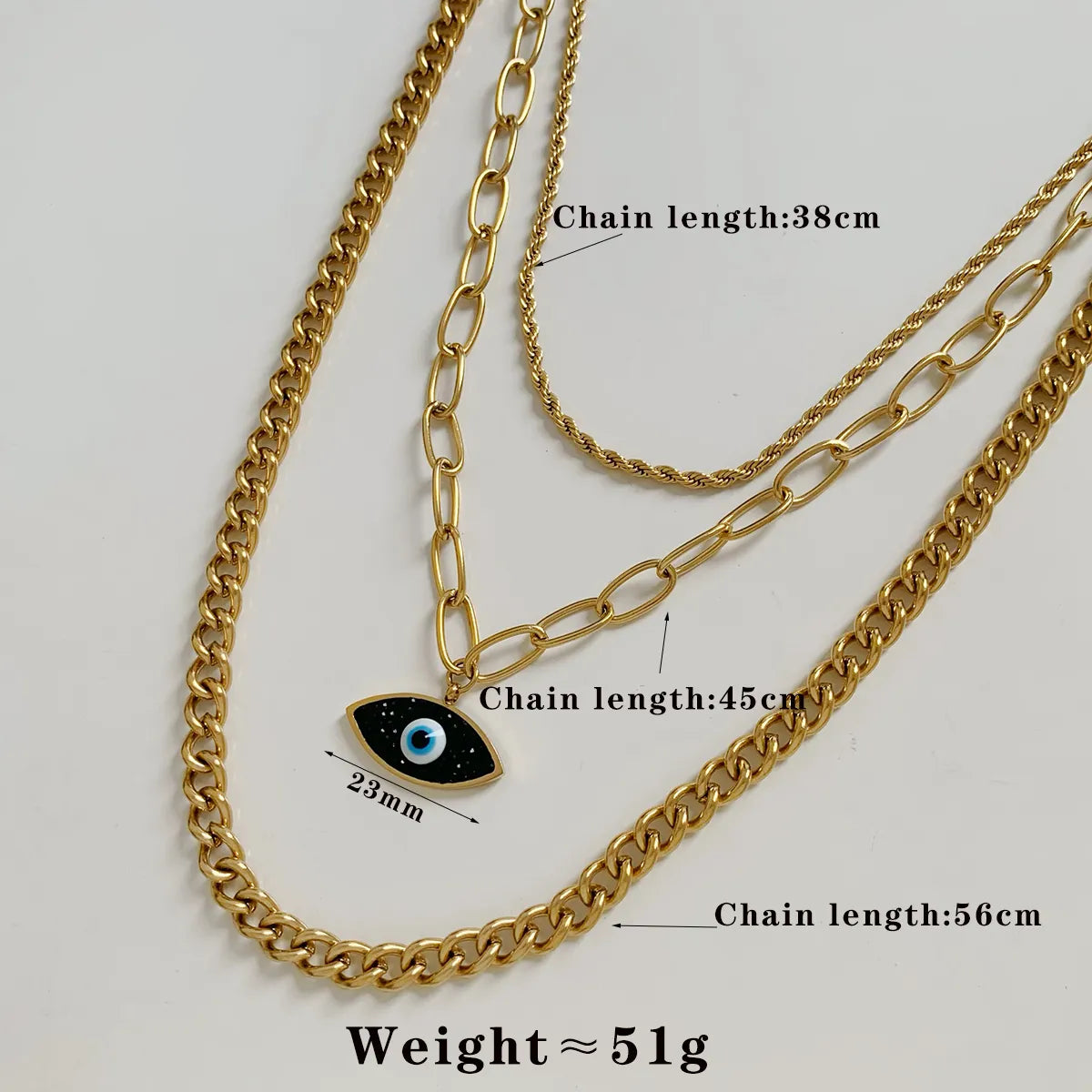 Wholesale Jewelry Modern Style Artistic Eye 304 Stainless Steel Three Layer Necklace