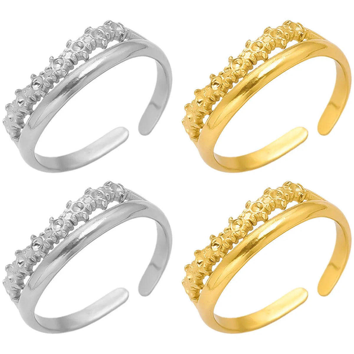 Wholesale Jewelry Modern Style Classic Style Geometric 304 Stainless Steel 18K Gold Plated Irregular Polishing Open Rings