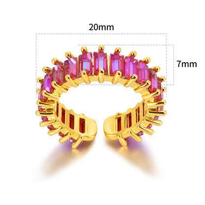 Wholesale Jewelry Modern Style Classic Style Geometric 304 Stainless Steel Zircon Plating Inlay Open Rings