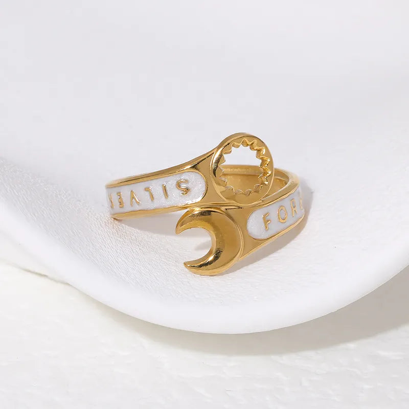 Wholesale Jewelry Modern Style Classic Style Letter 304 Stainless Steel 18K Gold Plated Plating Open Rings