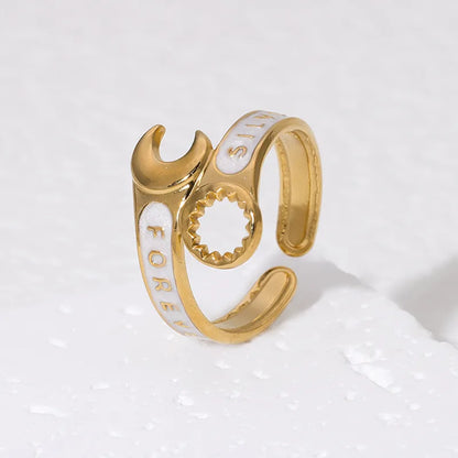 Wholesale Jewelry Modern Style Classic Style Letter 304 Stainless Steel 18K Gold Plated Plating Open Rings