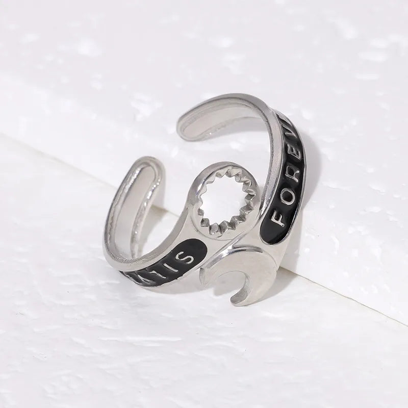 Wholesale Jewelry Modern Style Classic Style Letter 304 Stainless Steel 18K Gold Plated Plating Open Rings