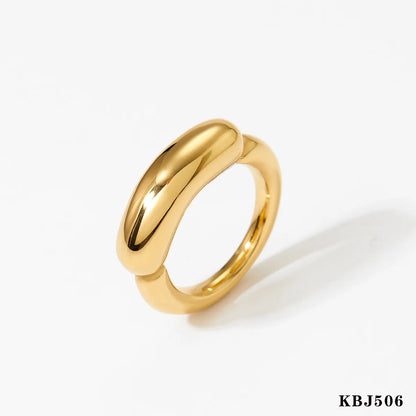 Wholesale Jewelry Modern Style Classic Style Solid Color 304 Stainless Steel 16K Gold Plated White Gold Plated Gold Plated Rings