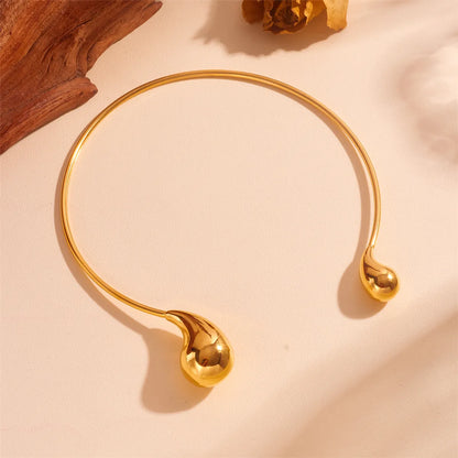 Wholesale Jewelry Modern Style Classic Style Water Droplets Solid Color Titanium Steel 18K Gold Plated Earrings