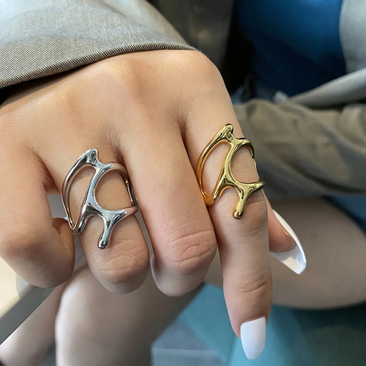 Modern Style Cool Style Solid Color Alloy Wholesale Open Rings