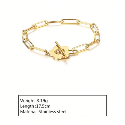 Wholesale Jewelry Modern Style Simple Style Flower 304 Stainless Steel 18K Gold Plated Plating Bracelets Earrings Necklace