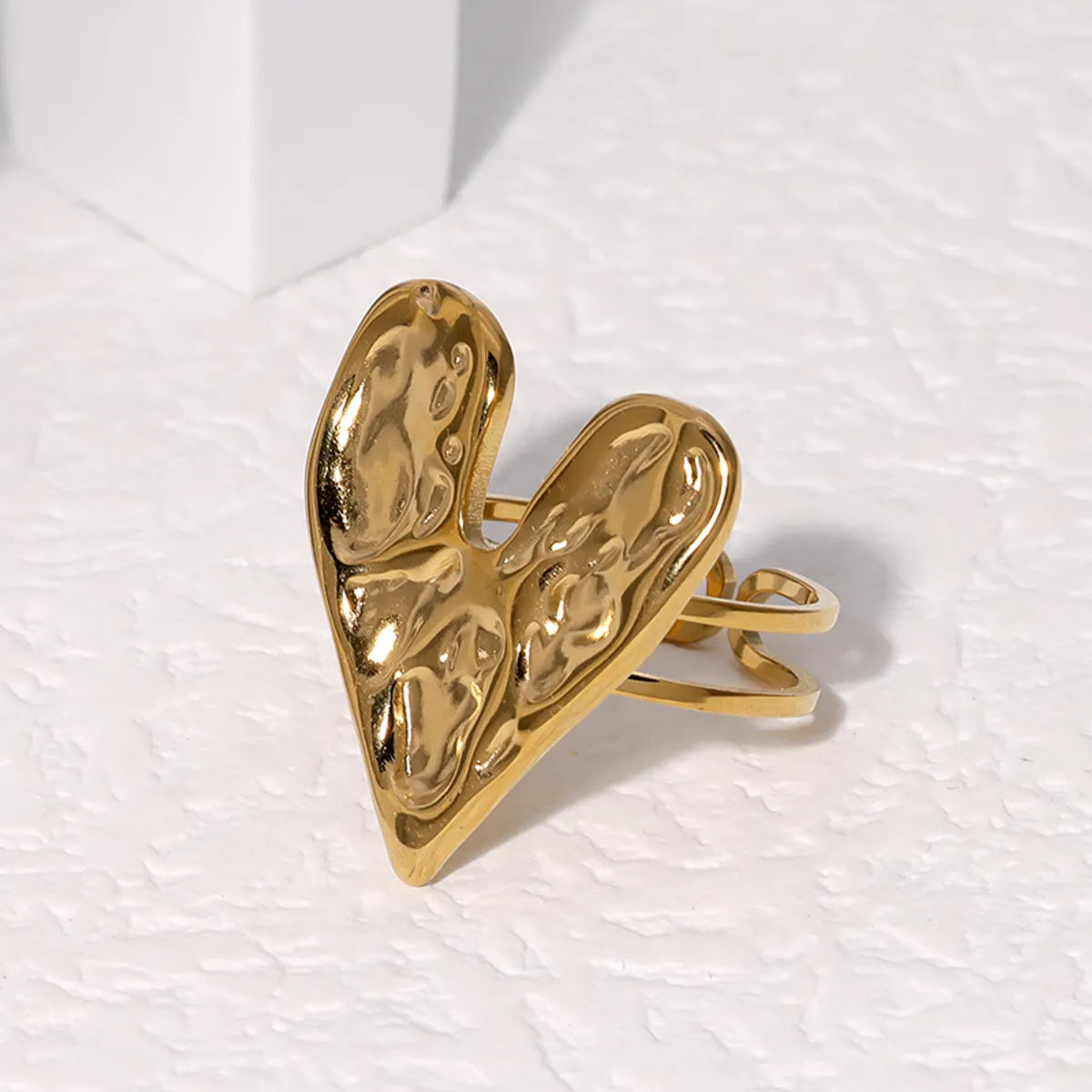 Wholesale Jewelry Modern Style Simple Style Heart Shape 304 Stainless Steel 18K Gold Plated Open Rings