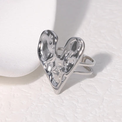 Wholesale Jewelry Modern Style Simple Style Heart Shape 304 Stainless Steel 18K Gold Plated Open Rings