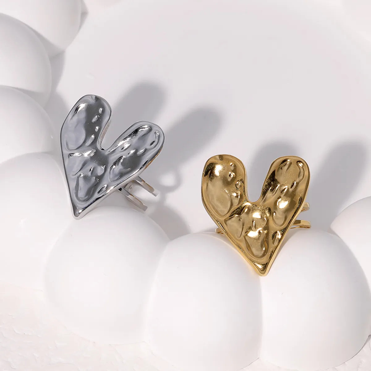 Wholesale Jewelry Modern Style Simple Style Heart Shape 304 Stainless Steel 18K Gold Plated Open Rings