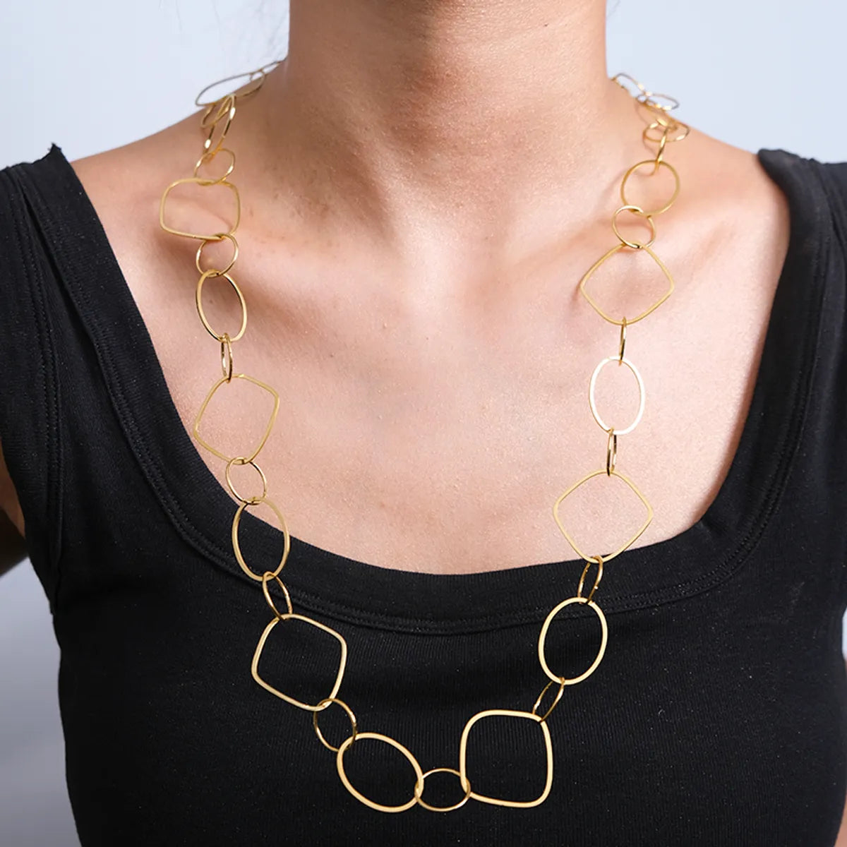 Wholesale Jewelry Modern Style Simple Style Streetwear Geometric 304 Stainless Steel 14K Gold Plated Hollow Out Necklace