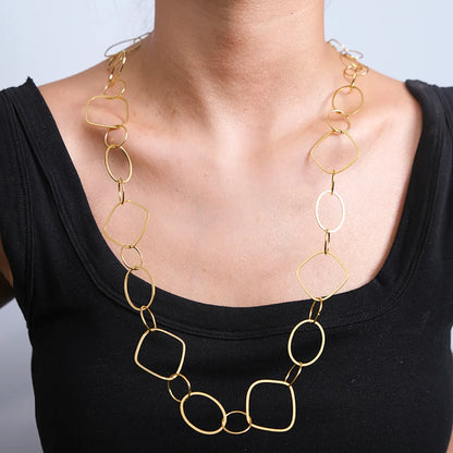 Wholesale Jewelry Modern Style Simple Style Streetwear Geometric 304 Stainless Steel 14K Gold Plated Hollow Out Necklace